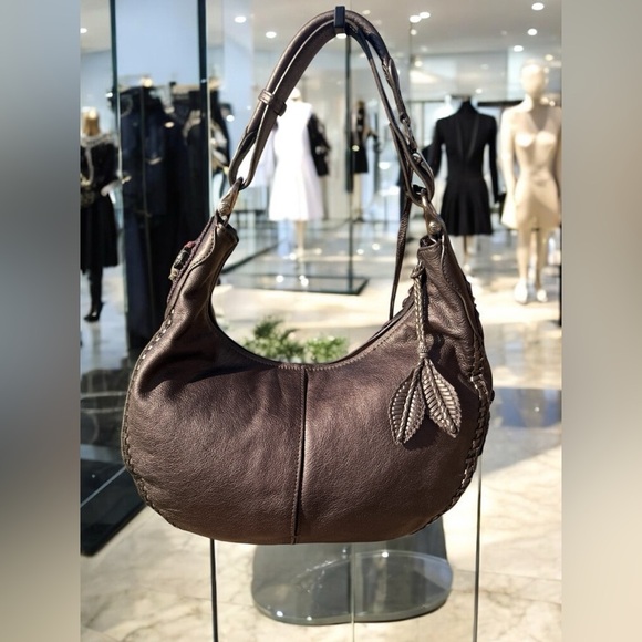 BRIGHTON Fabiola Appliqué Masterpiece 3D Floral Shoulder Bag Bronzed Pewter - Picture 7 of 16